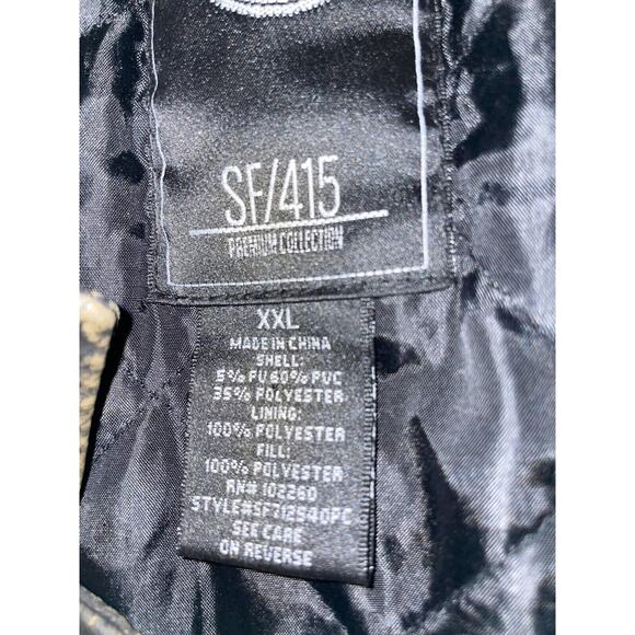 SF/415 PU Faux Leather Cafe Racer Biker Jacket Mens Size XXL black insulated - Picture 7 of 7